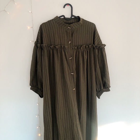 Olive button down dress (nwt) - Picture 2 of 12